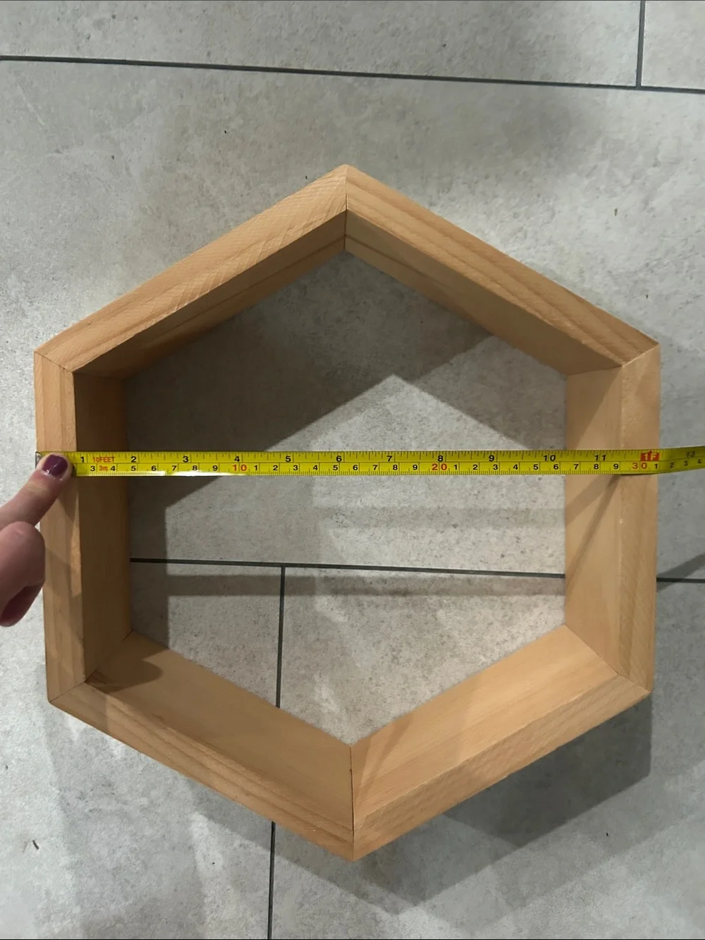 Handmade Natural Wood Hexagon Wall Shelf - Modern Home Accent